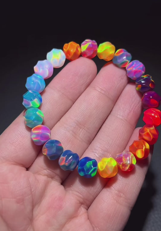 Formless (Octagon) Aurora Synthetic Opal Beads for Bracelet DIY